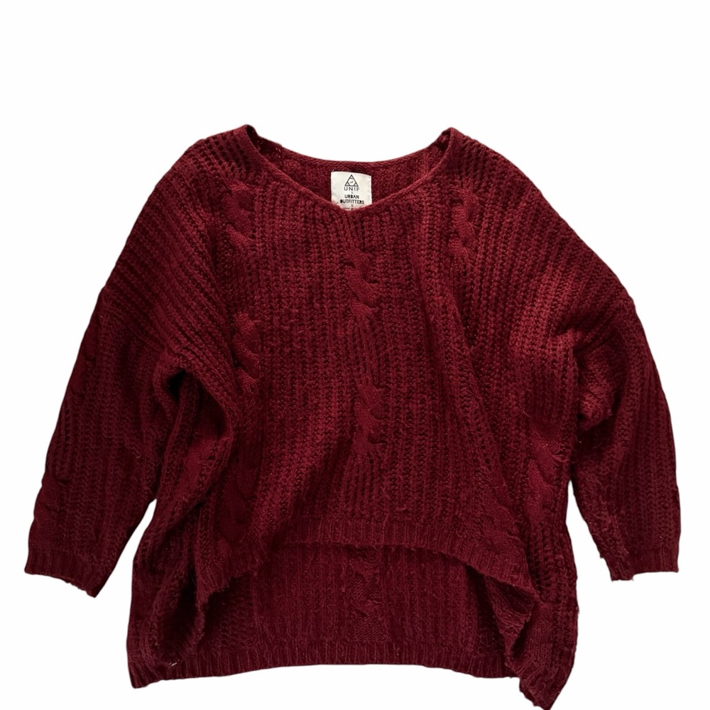 UNIF x UO Cozy Cable-Knit Women's Sweater - Burgundy
